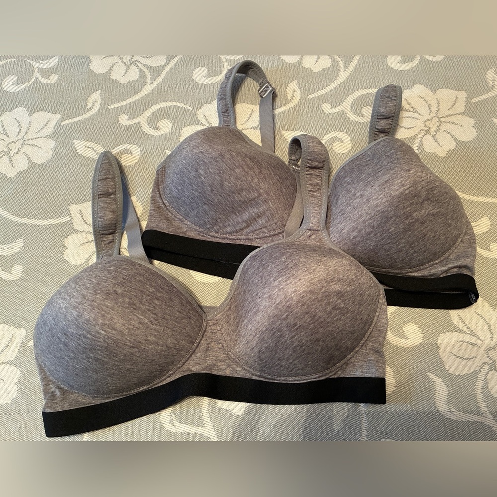 Zone Pro Heather Gray and Black Padded Bra Set of 2